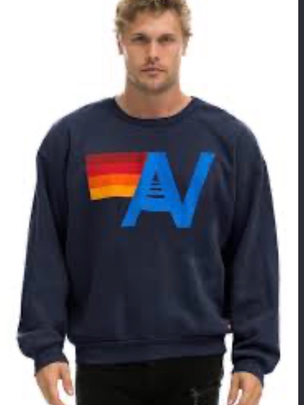Aviator Nation AV Logo Crewneck Sweatshirt Charcoal Gray Unisex L NWT Flaw